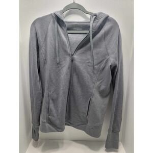 tek gear gray thumb hole zip up hoodie womans size medium